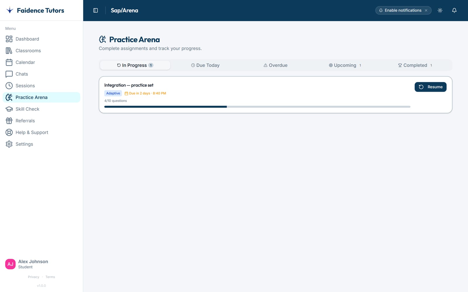 The adaptive practice your students get — a task in progress